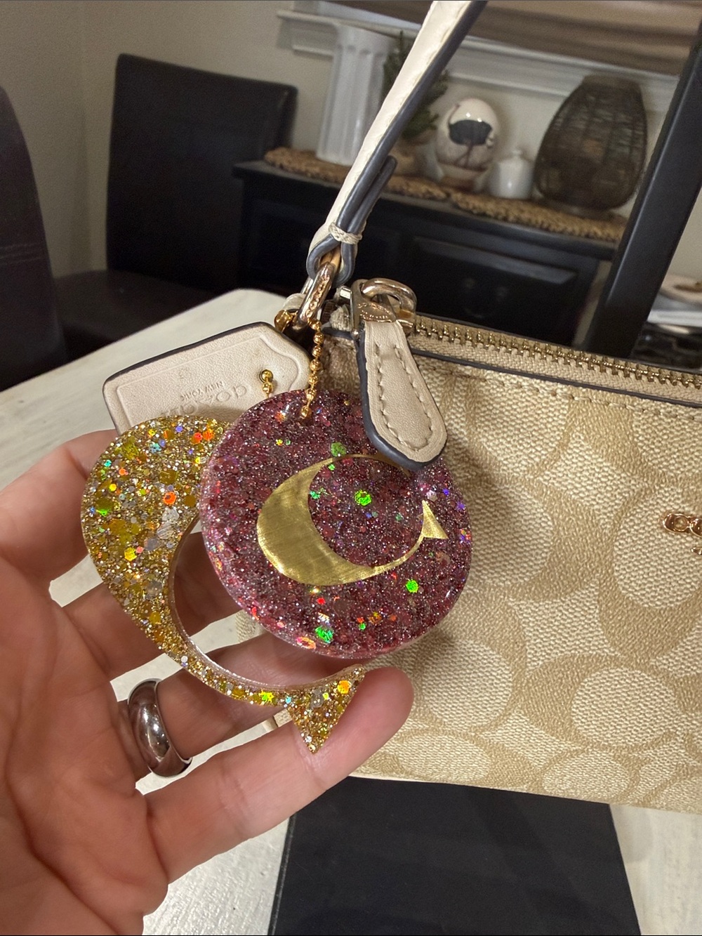 Coach Beige Signature Mini Shoulder Bag with Gold Hardware - Picture 2 of 13